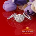 thumbnail image 3 of King of Bling's White Silver 18.95ct Cubic Zirconia Round Multi Row Bridal Set Men's Ring Size 8, 3 of 12