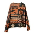 thumbnail image 5 of YDFCWXW Halloween Pumpkin Ghost Sweater Y2k Graphic Cardigan Sweater Holiday Party Long Sleeve Pullover Tops Orange, XXL, 5 of 9