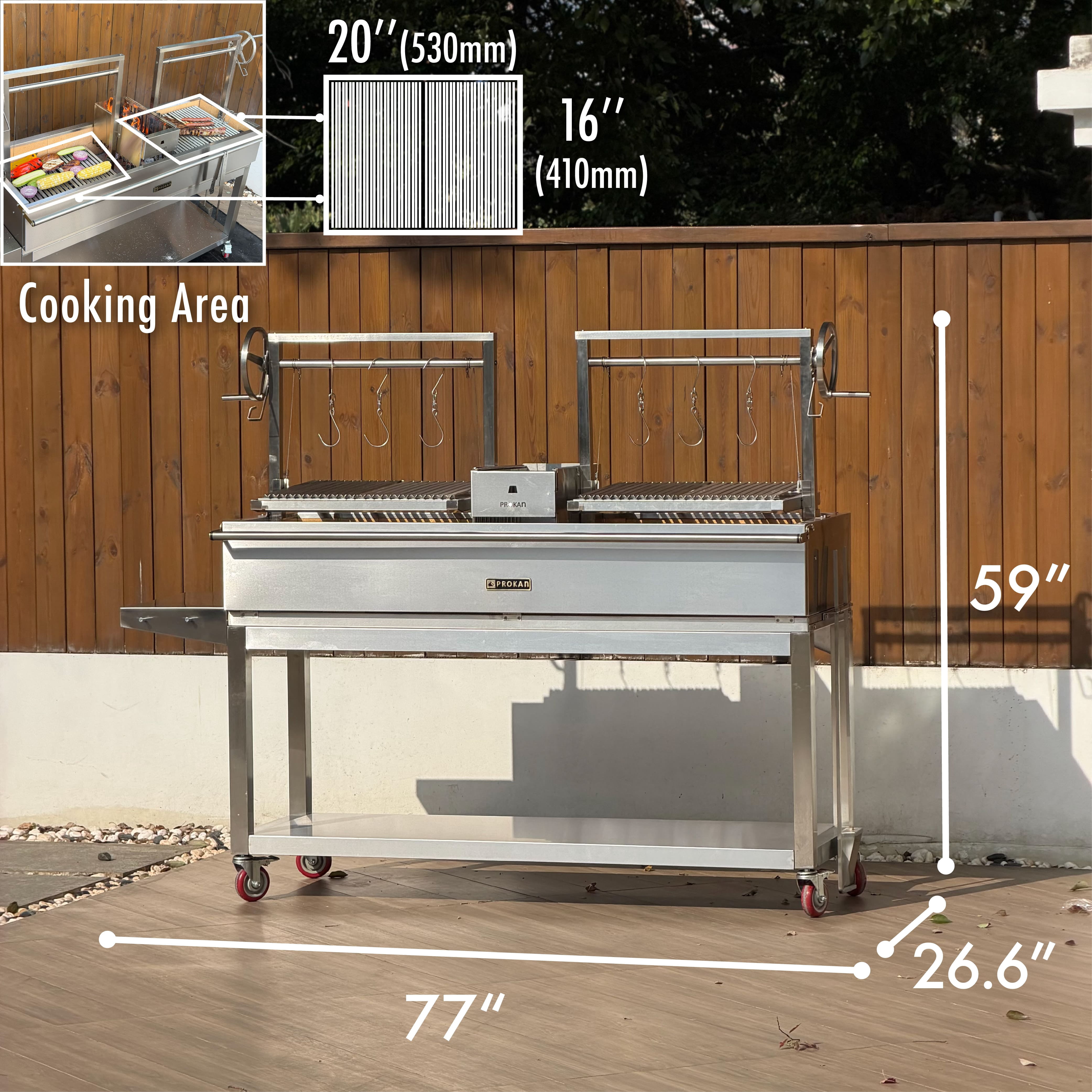 77” Infinity Argentine Xl Charcoal And Wood Bbq Grill