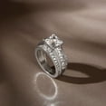 thumbnail image 5 of Oryn Jewelry 14K White Gold Plated Band - 1.7 Ct Princess Cut Moissanite Band for Women - Wedding Jewelry Moissanite Bands - Bridal Anniversary Channel Ring, 5 of 6