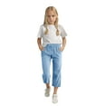 thumbnail image 6 of HAOTAGS Teen Girls Linen Capri Pants, Casual Summer Straight Leg Pants with Drawstring Loose Fit Comfy Beach Pants With Pockets Blue 13 Years, 6 of 9