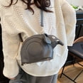 thumbnail image 2 of Cute Elephant Cartoon Crossbody Bag for Women, Stylish Niche PU Shoulder Bag - Zipper Closure Trendy Street Fashion Bag for Daily Matching (Black/Beige/Gray), 2 of 4