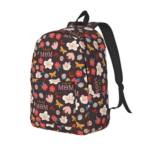 Disketp To The Best Mom Mochila de Lona Estampada, Mochila Escolar de Viaje Ligera para Estudiantes y Portátil-Medium