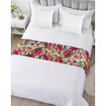 thumbnail image 5 of Bed Runner Scarf Cal King Size, Pink Flowers Stain Bed Runners & Scarves for Foot of Beds, Spring Watercolor Floral Leaves Plants Beige Decorative Bedding Runner Scarf for Hotel 102 x20 Inch, 5 of 6
