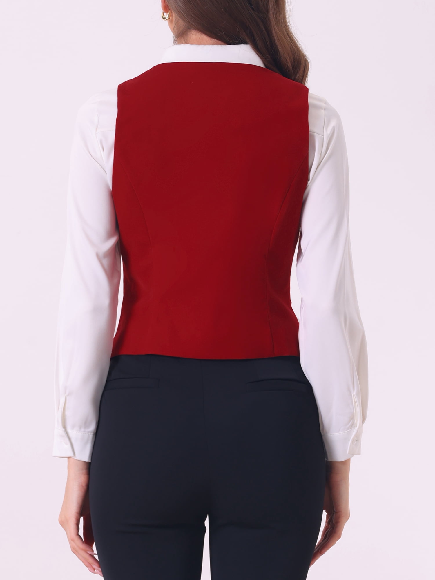 DARING DIVA Women's V Neck Retro Velvet Racerback Steampunk Vest S Red