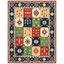 SAFAVIEH Heritage Cory Tribal Wool Area Rug, Green/Red, 5' x 8'