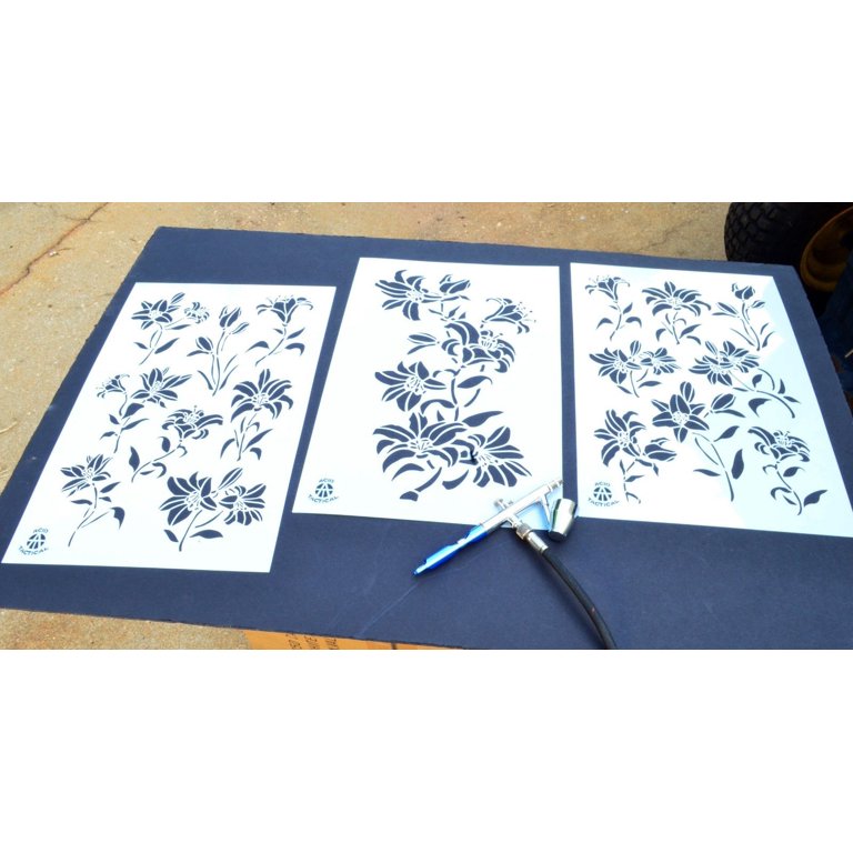 Flower Border Glass Etching Stencil Designs
