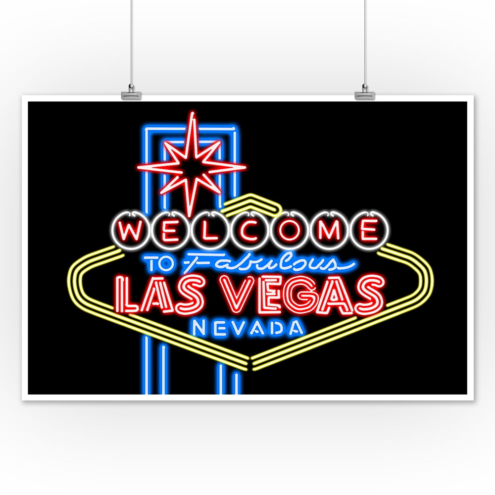 Las Vegas, Nevada Neon Lights Sign Lantern Press Artwork