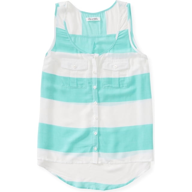 Aeropostale Camiseta sin mangas a rayas para mujer, verde, extra pequeña Aeropostale Camiseta sin mangas