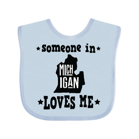 

Inktastic Michigan Travel Gift Someone Loves Me Gift Baby Boy or Baby Girl Bib