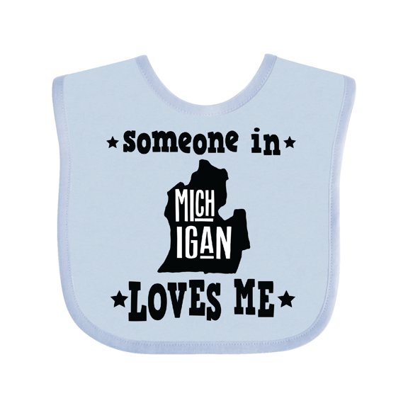 Inktastic Michigan Travel Gift Someone Loves Me Boys or Girls Baby Bib
