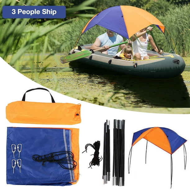 2 4 Person Inflatable Boat Kayak Rowing Boat Canopy Awning Anti UV