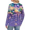 thumbnail image 6 of Mardi Gras Shirts Womens Sparkly Feathers Print Crew Neck Graphic Tee Carnival Long Sleeve Purple T Shirts Yellow S, 6 of 6