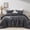 Dark Gray, variant on Fluffy Comforter Set Queen Size - Soft & Fuzzy Faux Fur Comforter, Ultra Plush White Comforter with Flannel Back, Warm Yet Lightweight Cozy Bedding Set