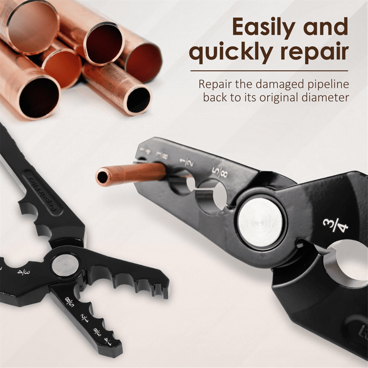 Copper Tube Rounder, Manual Pipe Rounding Plier with 6 Hole Design, Flat Tube Repair Plier, Copper Benders Tool,1* Copper Tube Rounder,Black