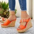 thumbnail image 4 of Dakaela Platform Wedge Sandals for Women Cutout Buckles 3.93 Inch High Heels Comfortable Non Slip Summer Walking Slides Shoes Size 6, 4 of 8