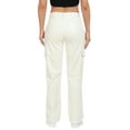 thumbnail image 6 of HDE Women's High Waisted Faux Leather Cargo Pants with Pockets Cream White 27, 6 of 6