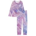 thumbnail image 4 of Renewold Warm Pajamas for Women Lady Purple Liquid Marble Print Pajamas Sets Long Sleeve Crew Neck Nightwear Casual Holiday Sweatpants Size XS, 4 of 5