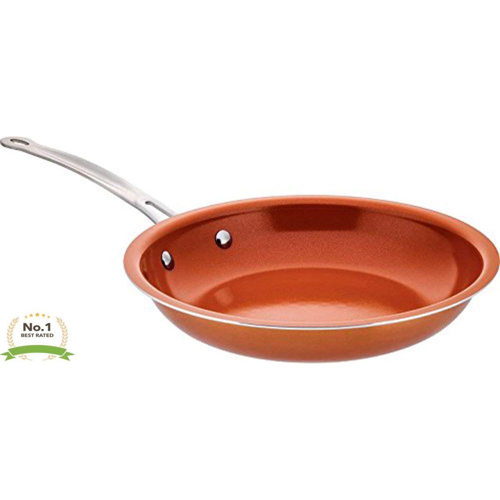 Copper Ceramic NonStick 10" Skillet Frying Pan w/ Induction Bottom