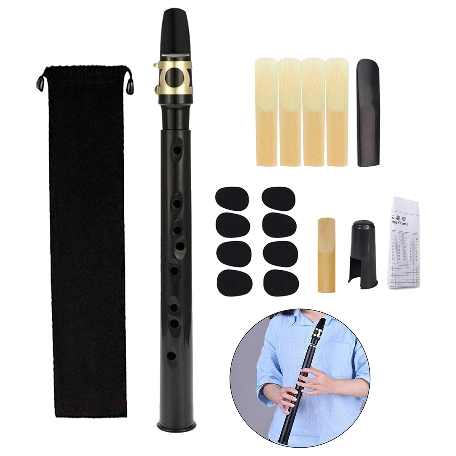 Pocket Saxophone with Mouthpiece Reeds Easy to Play Mini Sax Woodwind Instrument Portable Saxophone for Amateurs Kids Adult black
