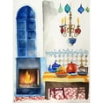 thumbnail image 1 of Kitchen Fireplace In Traditional Spanish Home Modern Folk Art Watercolour Painting Large Wall Art Poster Print Thick Paper 18X24 Inch, 1 of 5