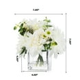 thumbnail image 4 of Enova Home Mixed Artificial Silk Dahlia Flowers Arrangement in Cube Glass Vase With Faux Water For Home Office Decoration (Cream), 4 of 4