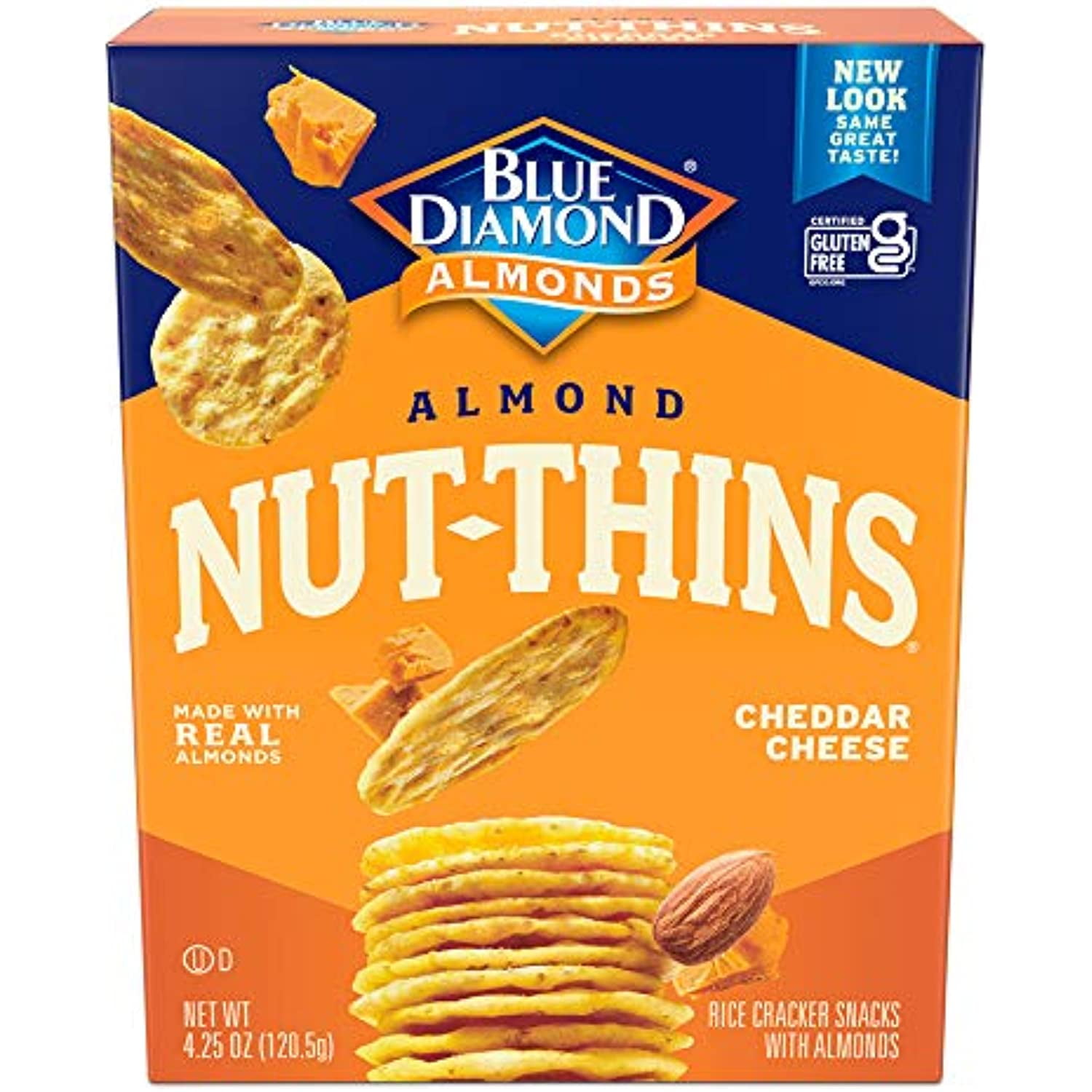 Blue Diamond Almonds Nut Thins Cheddar Cheese Gluten Free Cracker Crisps, 4.25 Oz Boxes (Pack Of 6)