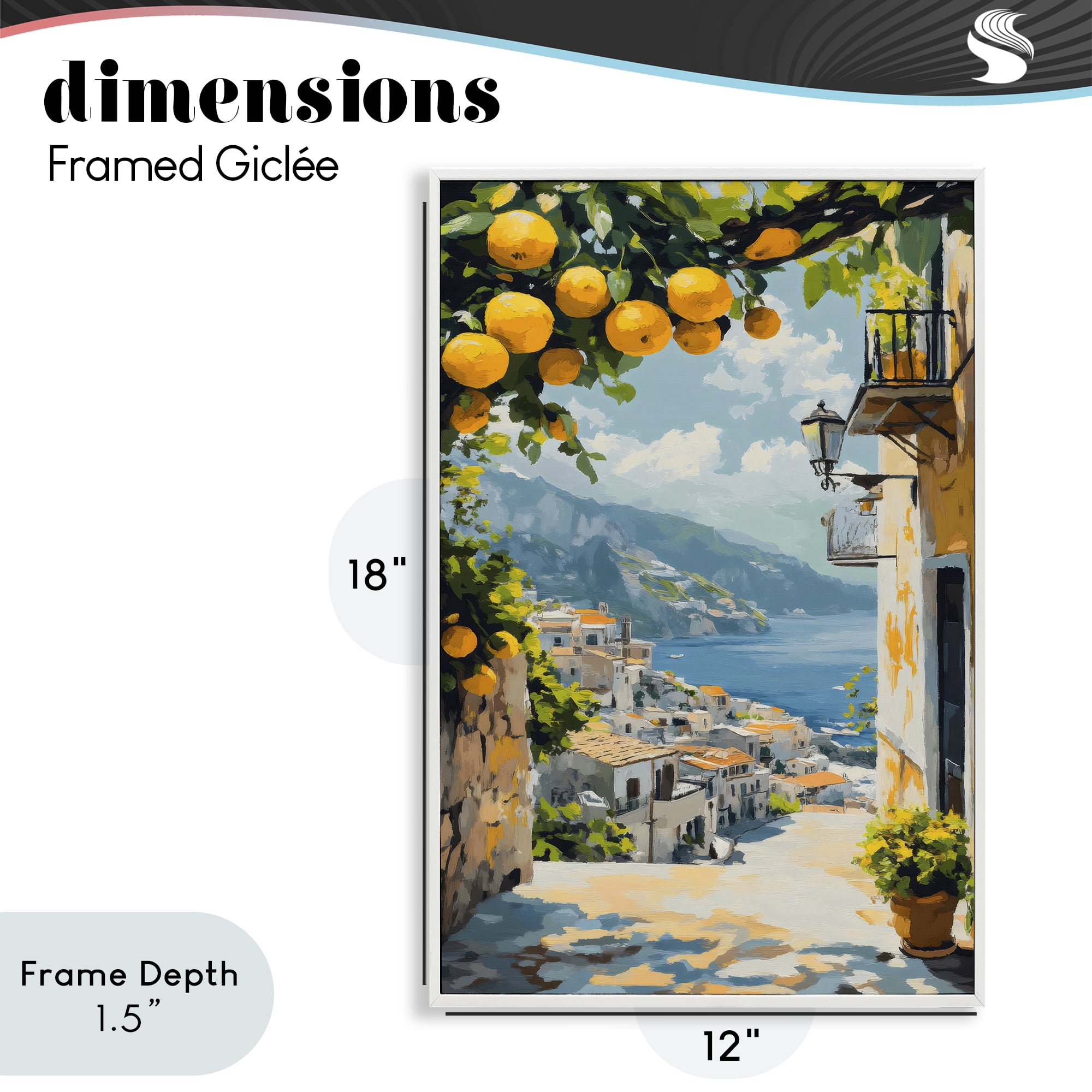 Stupell Industries Lemon Tree Overlooking Coast White Framed Giclee Art, design by Creative Studio
