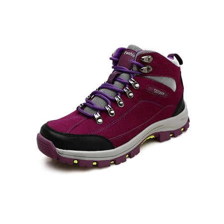

Lacyhop Unisex Trailing Comfortable Sneakers Non-Slip Lace Up Sport Shoe Wear-resistant Flat Hiking Shoes Purple 7