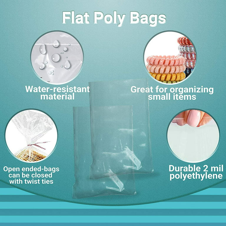 10 Extra Large Heavy Duty 24'' x 35'' / 4 Mil Clear Flat Plastic Bags 24x35