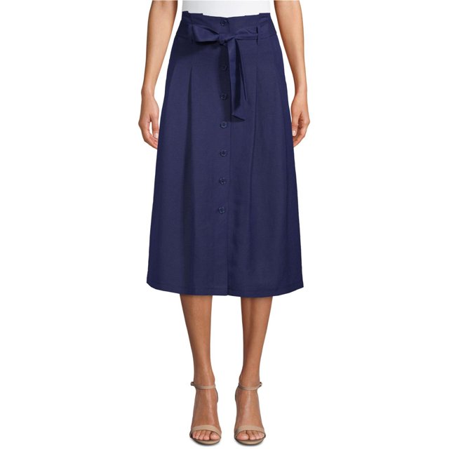 Anne Klein Falda midi con cinturón para mujer, azul, 0
