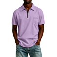 thumbnail image 5 of Fabrcox Mens Short Sleeve Polo Shirts Quarter Zip Men's Collared Shirts Regular Fit Solid Color Athletic Casual Work Men Golf Shirt with Pockets Purple S, 5 of 5