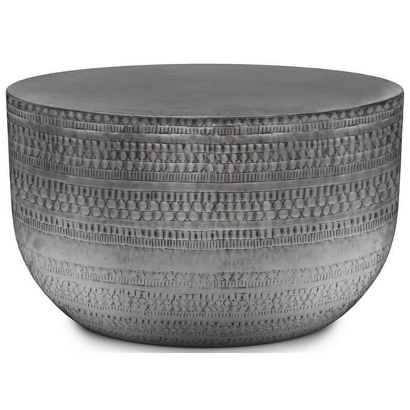 Maklaine 30 " Metal Metal Coffee Table in Antique Silver Finish