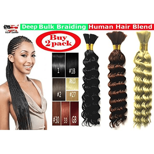 Ustar Hot Selling 18 Deep Weave Bulk Braiding Hair, Human Hair Blend Micro  Braids 18 Deep Wave Bulk for Braiding and Colors, #33 Dark Auburn - 2 Pack  