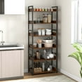 thumbnail image 2 of Costway 6-Tier Bookshelf Open Display Shelves Storage Rack Metal Frame with 4 Hooks Rustic, 2 of 10