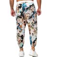 thumbnail image 4 of IROINNID Pant's For Men Relaxed Cigarette Long Sport Pants Linen Fit Trousers Running Joggers Print Elastic Waist Pants, 4 of 9