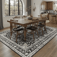 thumbnail image 6 of Machine Washable Area Rugs 9x12, Non Slip Stain Resistant Vintage Floral Rug for Living Room Bedroom, Soft Low Pile Large Carpet - Black, 6 of 6