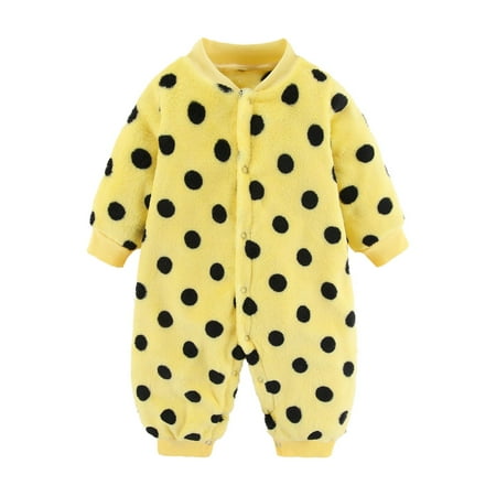 

DNDKILG Infant Baby Clothes Long Sleeve Romper for Girl Boy Winter Warm Hooded Embroidery Jumpsuit Yellow 3M-12M