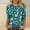 Dark Blue, variant on Plus Size 3/4 Sleeve Tops for Women,Women Vacation Style Floral Leisure Print Round Neck Three Quarter Sleeve 3/4 Sleeve T-shirt Loose Orange XXL