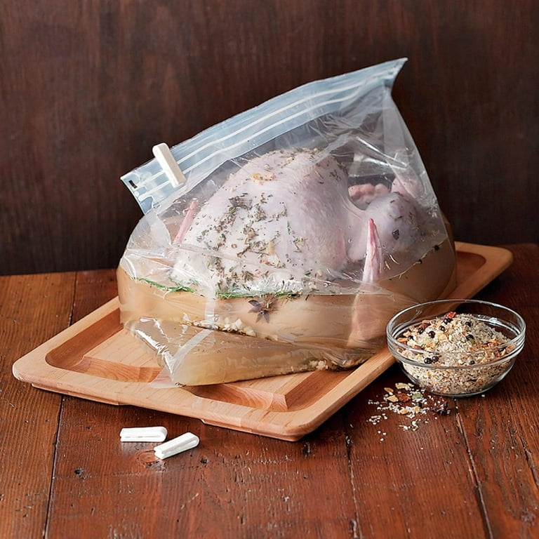 Crate & Barrel Brining Bags for Turkey, 3 Pack, 19x23, Holds up 176oz,  Reusable, Thickened Brining Bag with Double Zip-lock Seal Brine Bags for