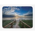 thumbnail image 1 of Beach Bath Mat, Entry to the Beach with Leading Handrails Surrounded by Bushes Sunrise Cloudy Weather, Non-Slip Plush Mat Bathroom Kitchen Laundry Room Decor, 29.5 X 17.5 Inches, Multicolor, Ambesonne, 1 of 2