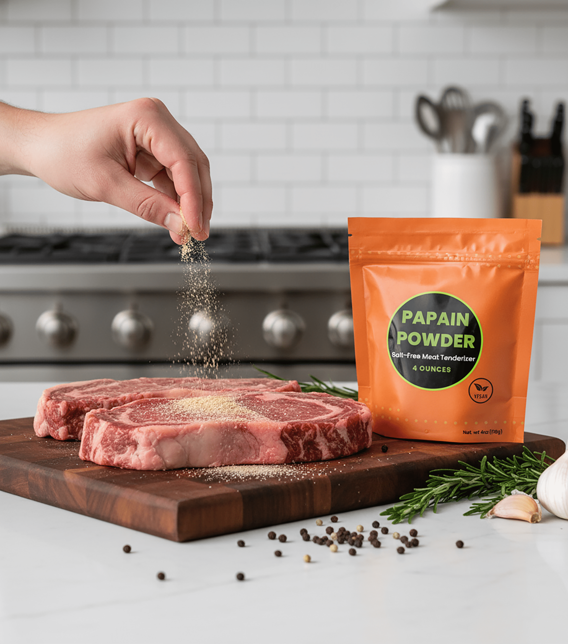 crait Papain Powder 35 TU/mg, Salt-Free Papain Meat Tenderizer Powder Derived from Papaya 4 Ounce