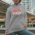 thumbnail image 2 of Just Call Cupid, Stupid, 90s Retro Groovy Valentine's Day Art Merch Gift, Heather Grey Hooded Sweatshirt or Hoodie, Small, 2 of 5
