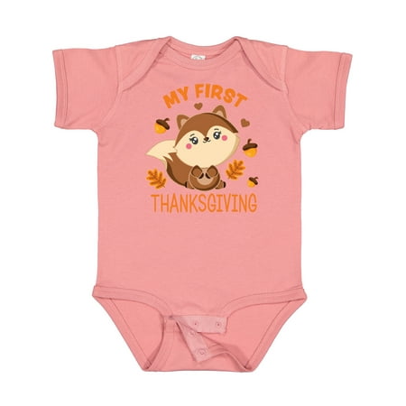 

Inktastic My 1st Thanksgiving with Squirrel and Acorns Gift Baby Boy or Baby Girl Bodysuit