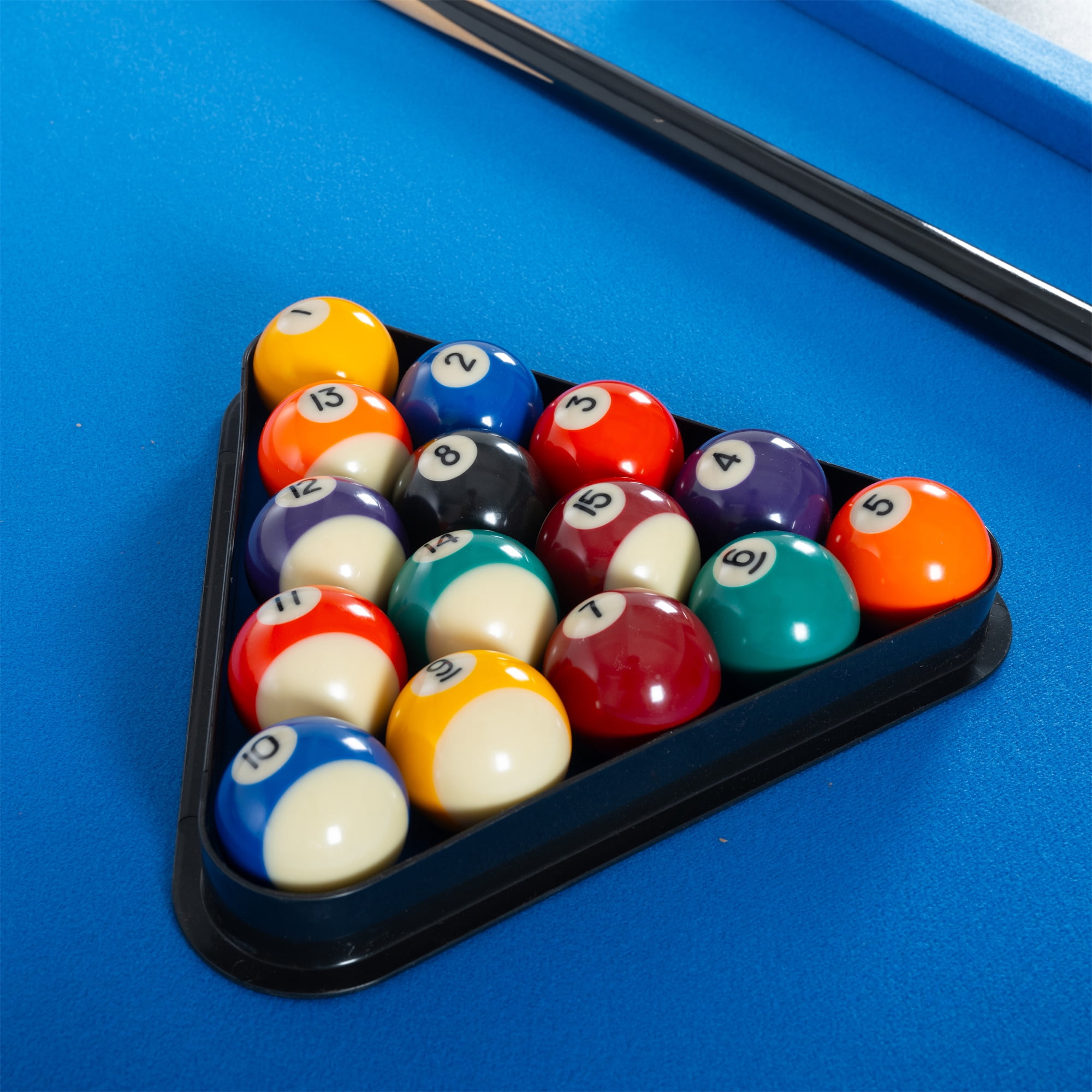 Aukfa Pool Table, Folding Billiard Game Table, Blue/Brown
