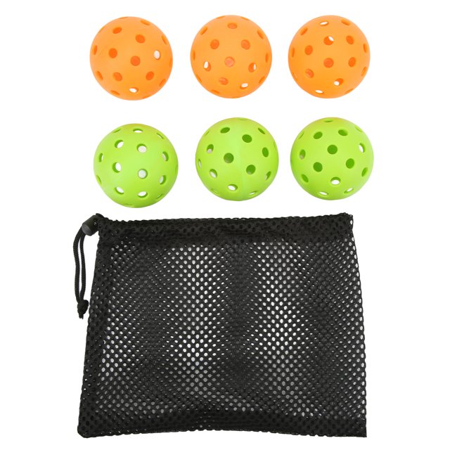 40 Trous Pickleballs, Plus Résistante 6 Pcs Balles de Pickleball en Plastique Haute Élasticité Compétences Entraînement pour Terrains Extérieurs