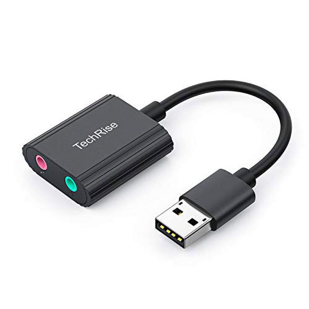 TechRise External Sound Card USB to Audio Jack Adapter with Volume Con