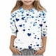 thumbnail image 2 of Blusas y camisas de cuello redondo y manga larga para niños, blusas/camisas de poliéster con estampado de corazones, mangas 3/4 y cuello redondo, elegantes e informales., 2 of 5