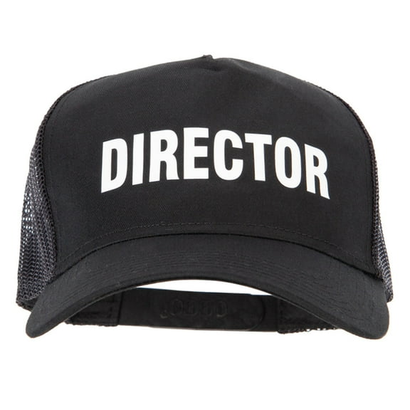 Director Letter Design Heat Transfer Solid Cotton Twill 5 Panel Mesh Cap - Black OSFM