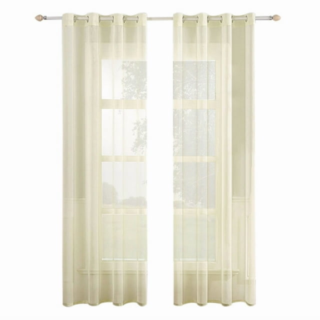 Coofit Sheer Curtain Solid Color All-match Translucent Window Gauze Window Panel